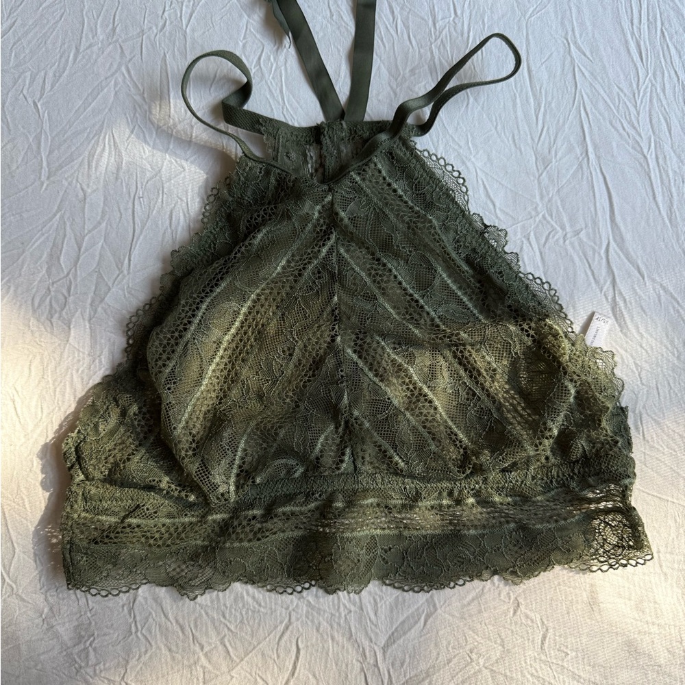 Aerie High Neck Lace Halter Bralette Festival Fairy Dark Feminine Dainty